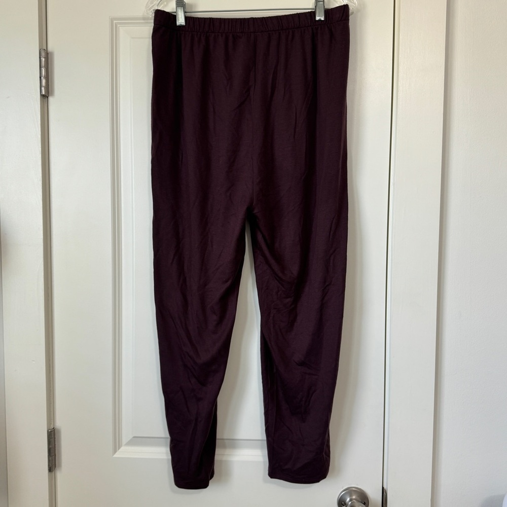 Eileen Fisher Small Plum Purple Pull On Elastic‎ High Waist Pants - Picture 2 of 8
